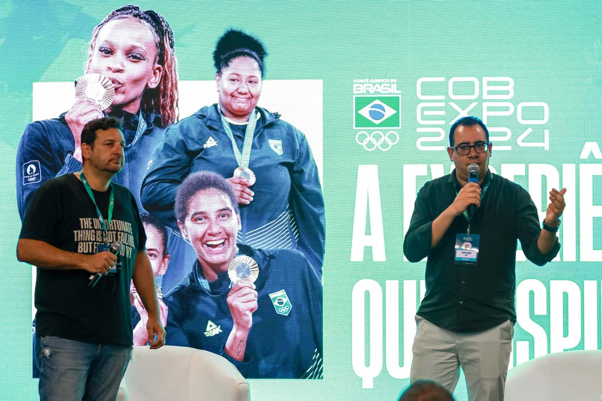 Gustavo Herbetta e Paulo Conde na abertura da COB Expo. Foto: Leo Barrilari/COB