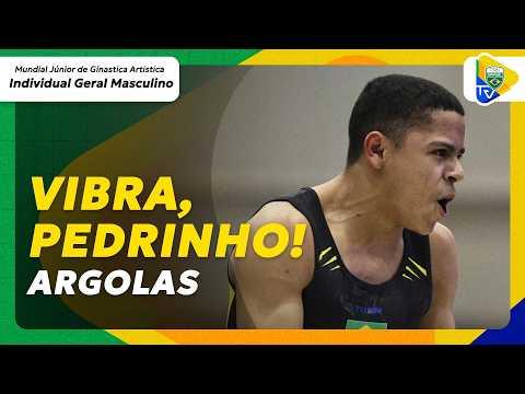 VALEU! 👏 Pedro Silveira vibra em prova de argolas no Mundial Júnior de Ginástica Artística 🤸