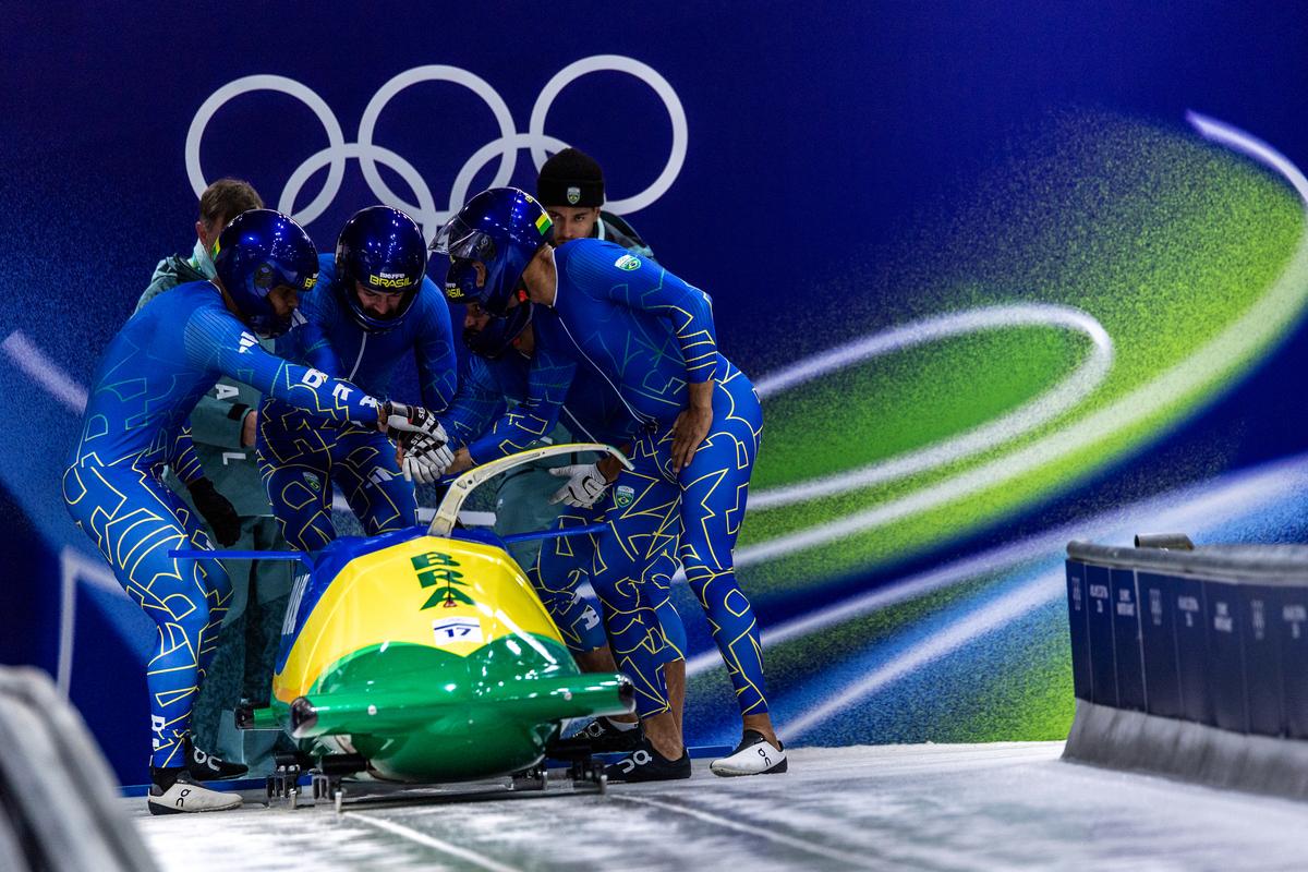 Bobsled 4-man do Brasil nas primeiras descidas da modalidade. Foto: Gabriel Heusi/COB