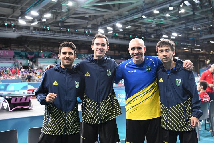 Brasil vence Portugal e está nas quartas de final da disputa por equipes do tênis de mesa nos Jogos Olímpicos. Crédito: ITTF World Brasil vence Portugal e está nas quartas de final da disputa por equipes do tênis de mesa nos Jogos Olímpicos. Crédito ITTF World
